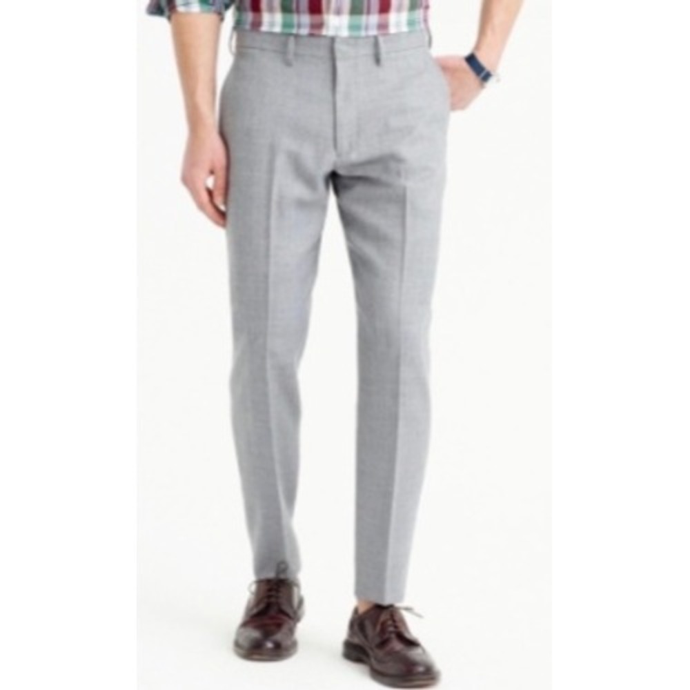 J Crew Bowery Slim Fit Mens Light Gray Cotton Dress‎ Pants W36 L32